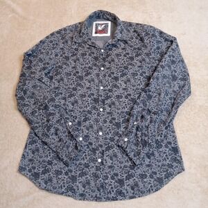 RG512 Men's Large Pearl Snap Long Sleeve Shirt‎ Black